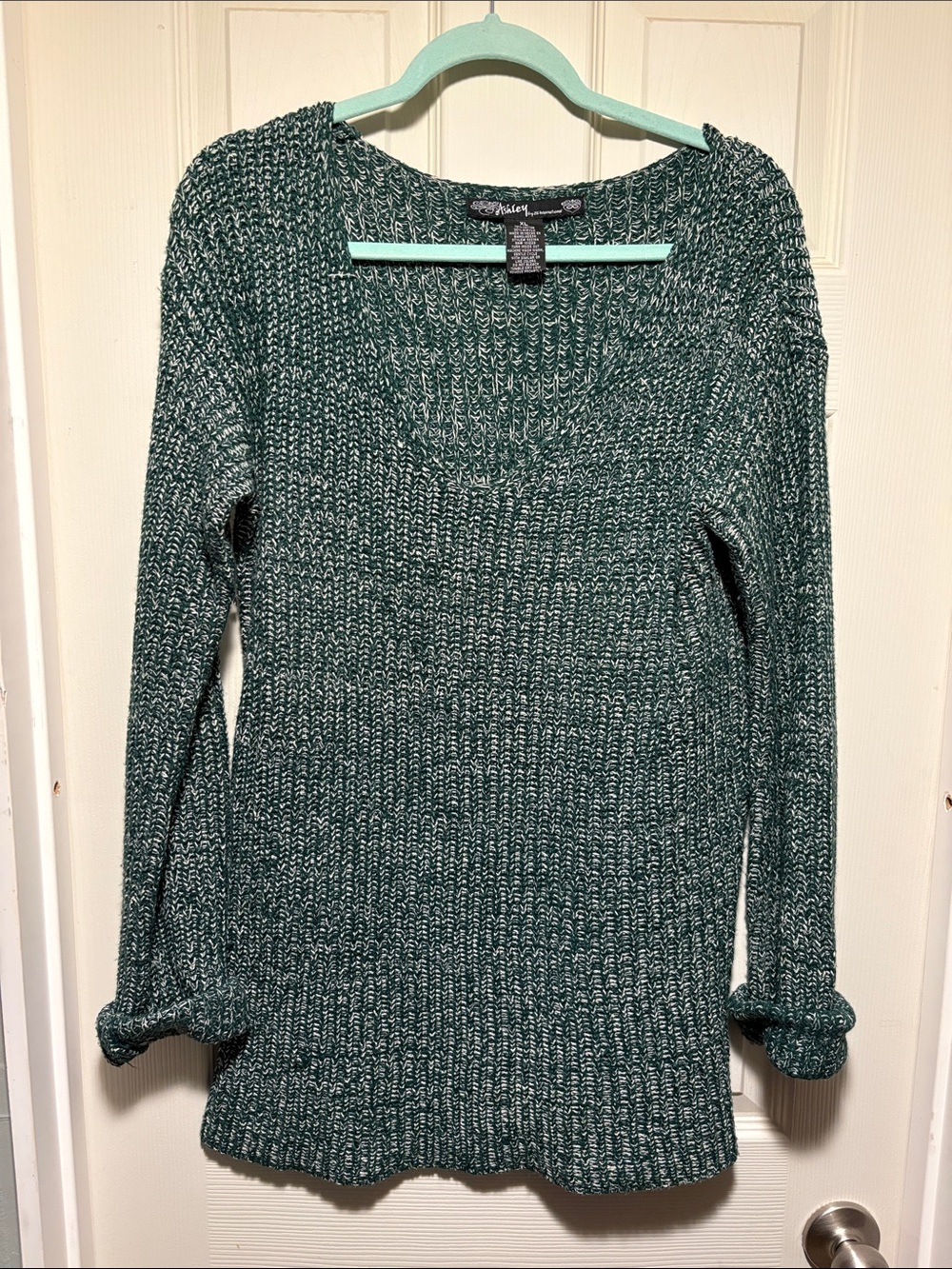 Apt. 9 Women's Green Marled Scoop Neck Sweater